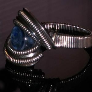Silver wire wrapped glass ring
